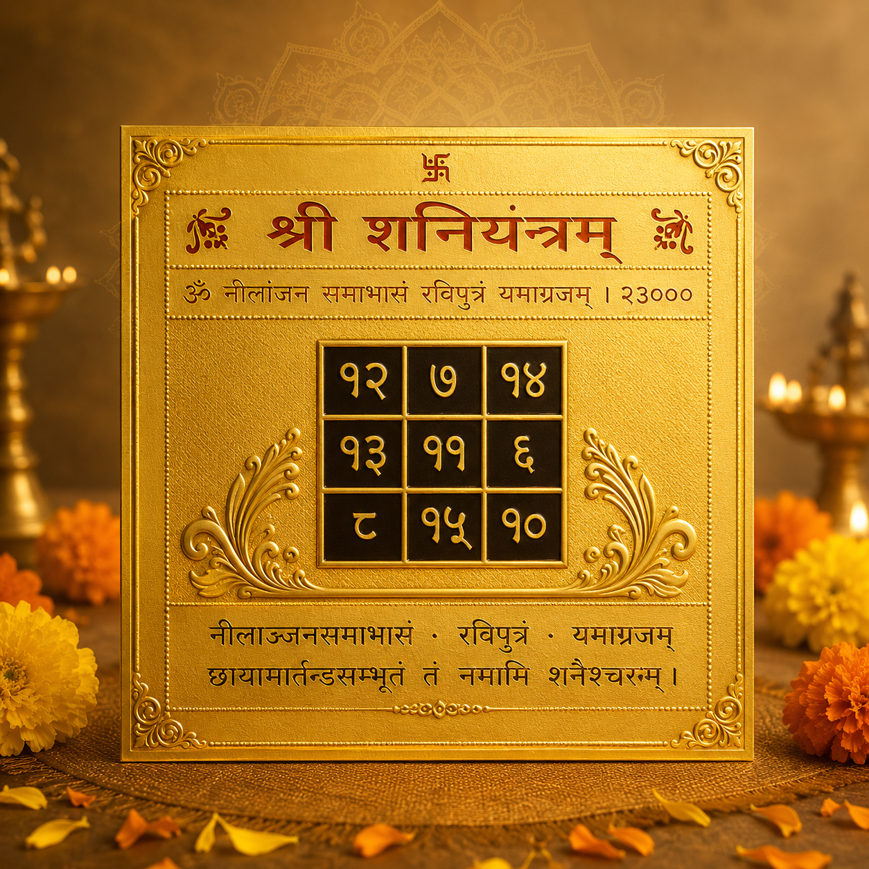 "Shree Shani Yantra With Mantra In Gold Plated	"