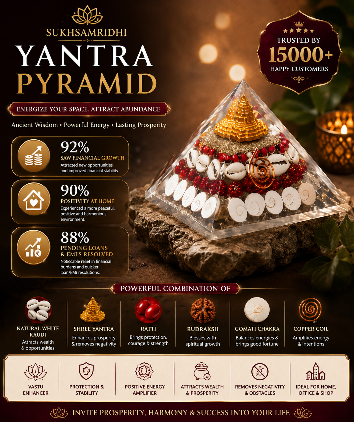 Crystal Wealth Gomati Chakra Shree Yantra Pyramid