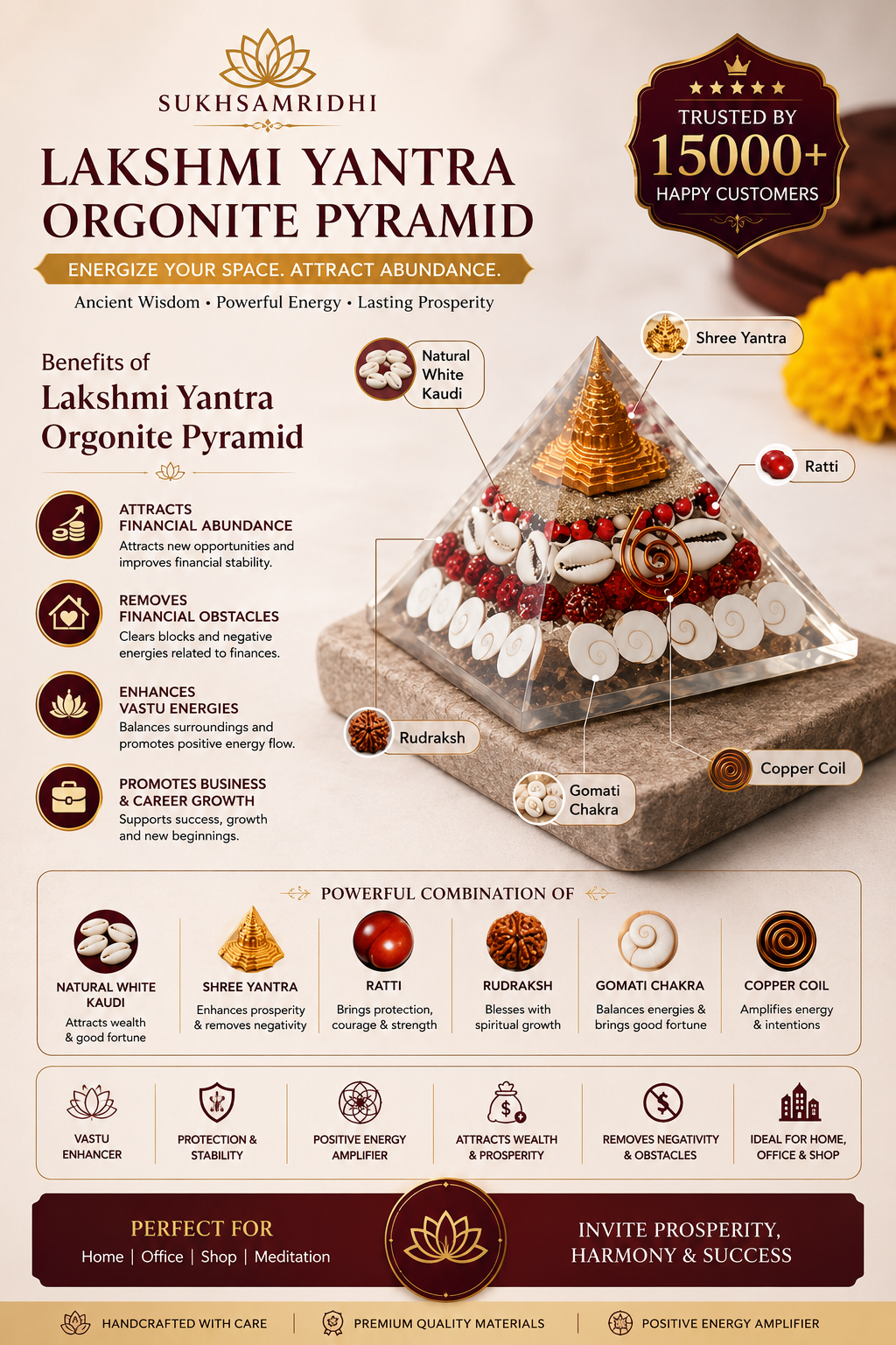 Crystal Wealth Gomati Chakra Shree Yantra Pyramid